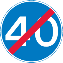 The road signs displayed at the end of a minimum speed limit.